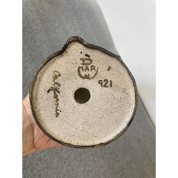 Mid Century Modern Chinese Figurine Asian Statue Black Pottery Female 12" Signed - Picture 7 of 7